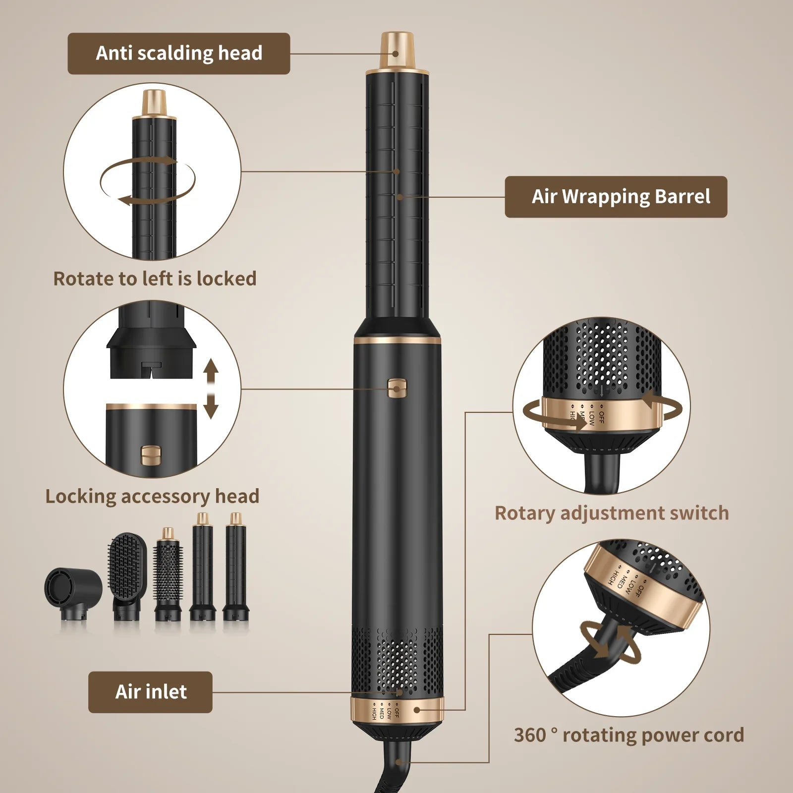 Hair Dryer 5 in 1 Electric Comb