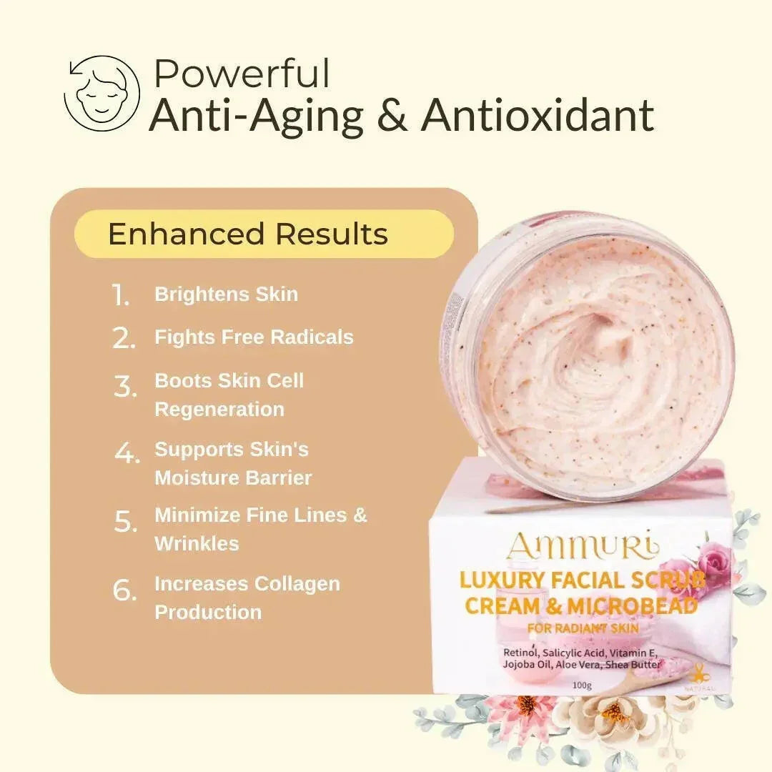 Ammuri Skincare Retinol Facial Scrub - Exfoliating Cream