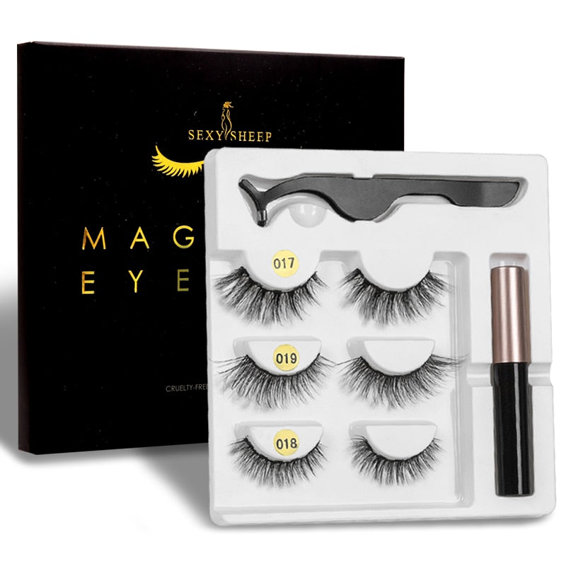 Magnetic Eyelashes Eyeliner Eyelash Curler Set5 Magnet Natural Long Magnetic False Eyelashes With Magnetic Eyeliner